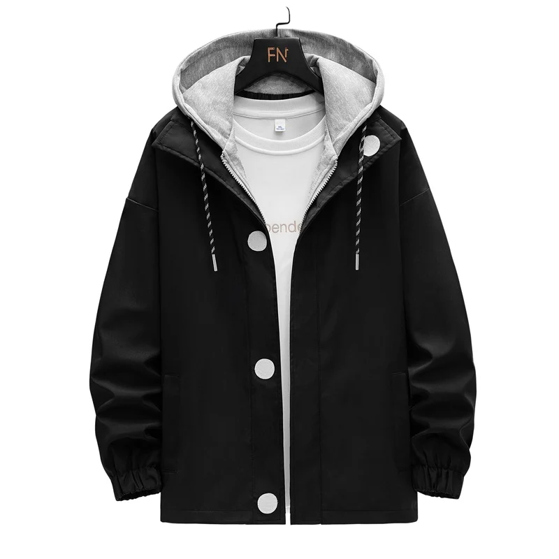 Herren zweilagige Kapuzen‑Overlayerjacke mit kontrastierter Innenkapuze und elastischen Bündchen Nord Taschen