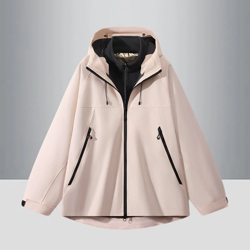 Herren Zweifarbige Softshell-Hybridjacke mit Kapuze, verlängerter Rücken und wasserabweisenden Reißverschlüssen Nord Taschen