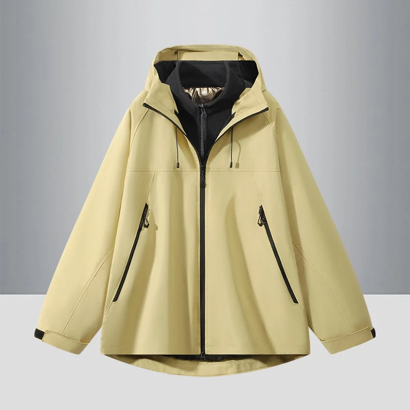 Herren Zweifarbige Softshell-Hybridjacke mit Kapuze, verlängerter Rücken und wasserabweisenden Reißverschlüssen Nord Taschen