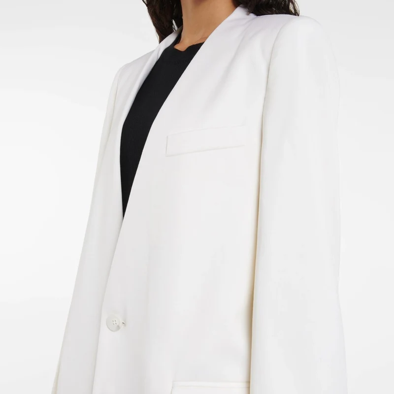 Damen Maxilanger schlanker Mantelblazer mit verdeckter Knopfleiste und schmaler Schulterlinie Nord Taschen