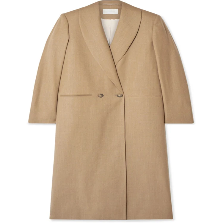 Damen Maxilanger minimalistischer Einreihiger Wollmix-Longcoat mit offenem Schalkragen Nord Taschen