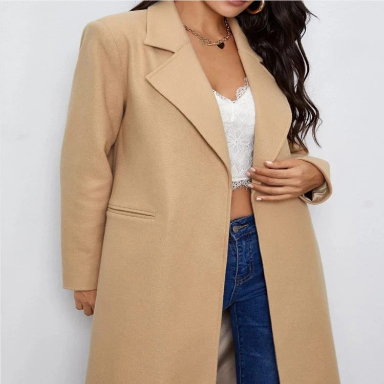 Damen Maxilanger Einreihiger Mantel im minimalistischen Tailoring mit verdeckter Knopfleiste und Eingrifftaschen Nord Taschen