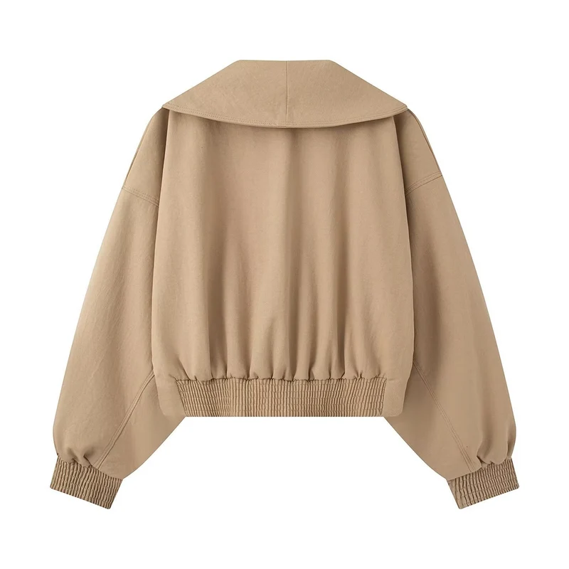 Damen Kurzjacke mit weitem Schalkragen, tailliertem Bindegürtel und Ballonärmeln Nord Taschen