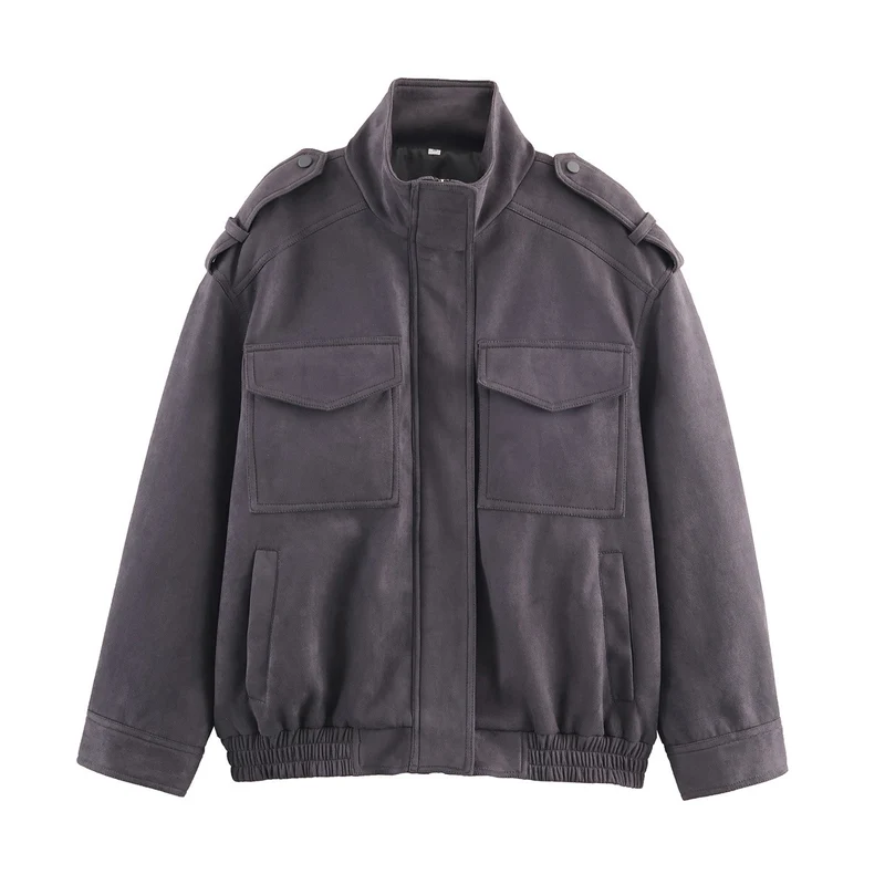 Damen Fieldjacke mit Stehkragen, Schulterklappen und elastischem Saum Nord Taschen