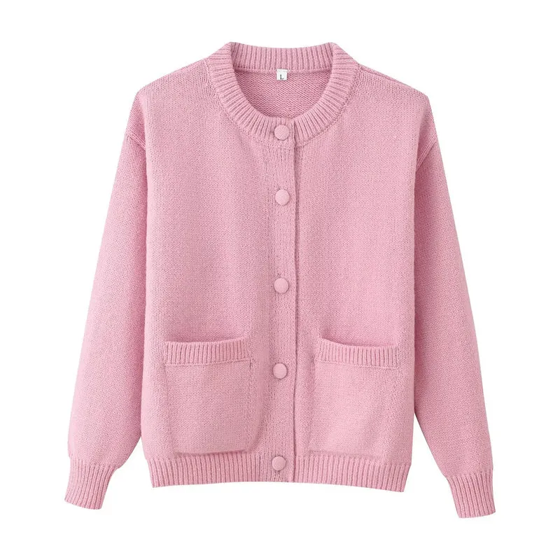 Damen Feinstrick‑Cardigan mit Rundhals, aufgesetzten Taschen und kastiger Silhouette Nord Taschen