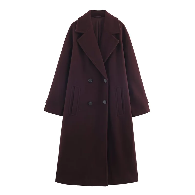 Damen Doppelreihiger Oversize‑Mantel mit fallendem Revers und Eingrifftaschen Nord Taschen