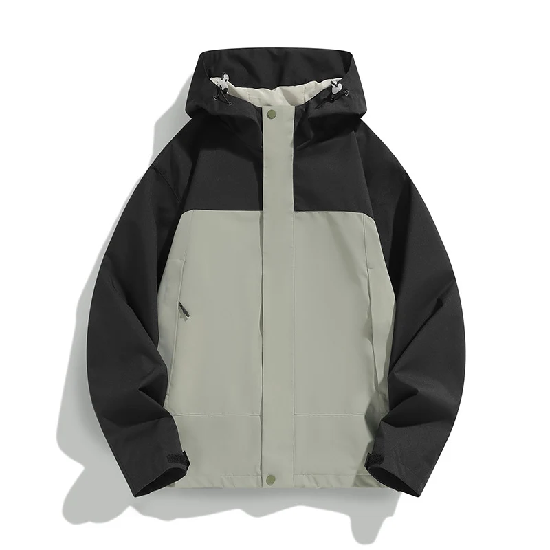 Herren Zweifarbige Softshell-Fieldjacke mit Kapuze, winddichtem Obermaterial und minimalistischen Eingriffstaschen Nord Taschen