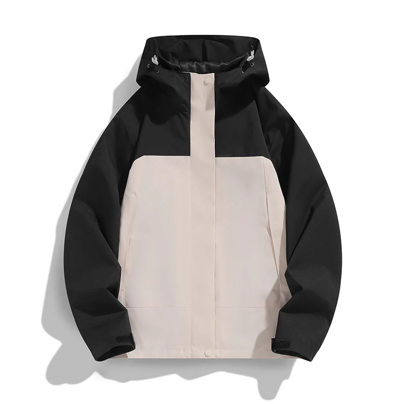 Herren Zweifarbige Softshell-Fieldjacke mit Kapuze, winddichtem Obermaterial und minimalistischen Eingriffstaschen Nord Taschen
