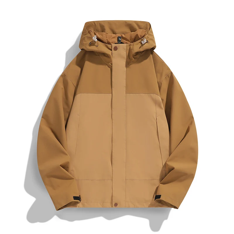 Herren Zweifarbige Softshell-Fieldjacke mit Kapuze, winddichtem Obermaterial und minimalistischen Eingriffstaschen Nord Taschen