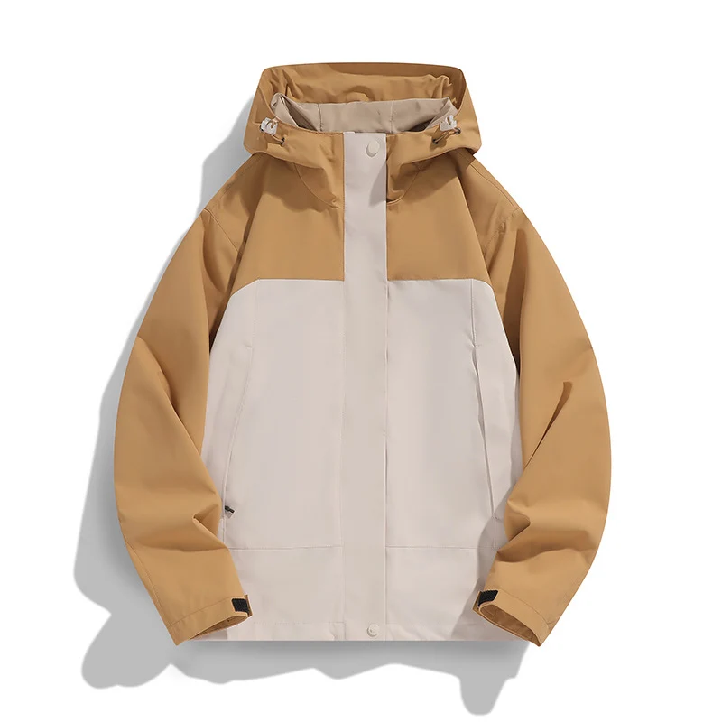 Herren Zweifarbige Softshell-Fieldjacke mit Kapuze, winddichtem Obermaterial und minimalistischen Eingriffstaschen Nord Taschen