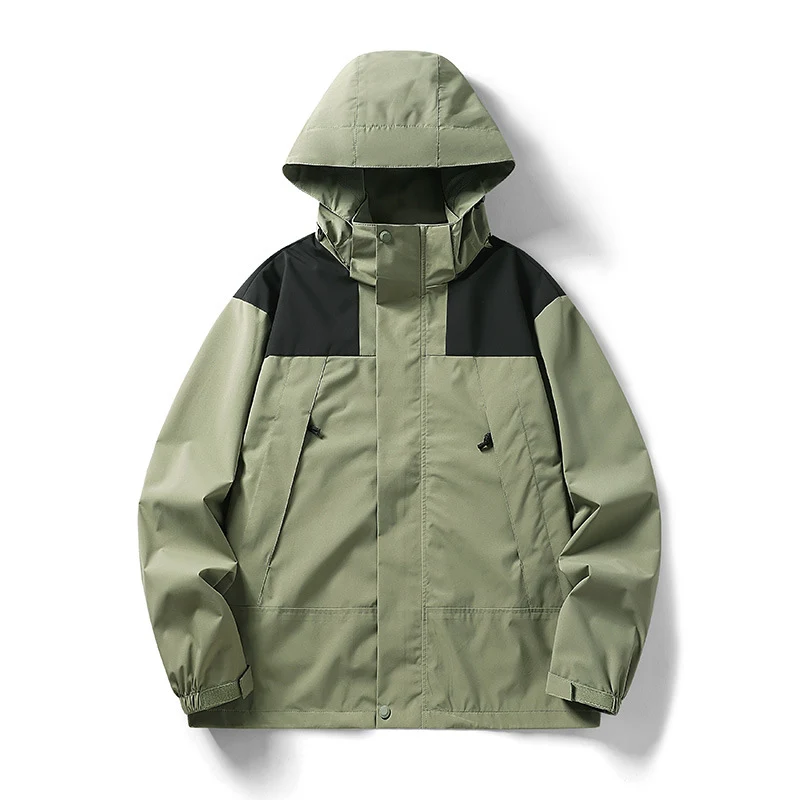 Herren zweifarbige leichte Softshell-Outdoorjacke mit Kapuze, wind- und wasserabweisender Membran Nord Taschen
