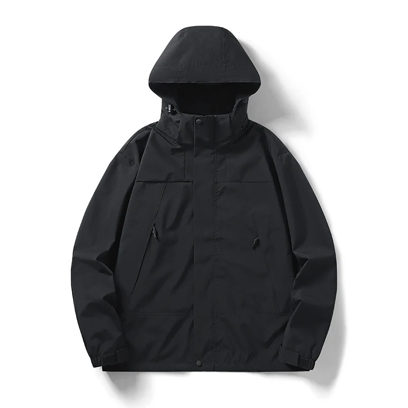 Herren zweifarbige leichte Softshell-Outdoorjacke mit Kapuze, wind- und wasserabweisender Membran Nord Taschen