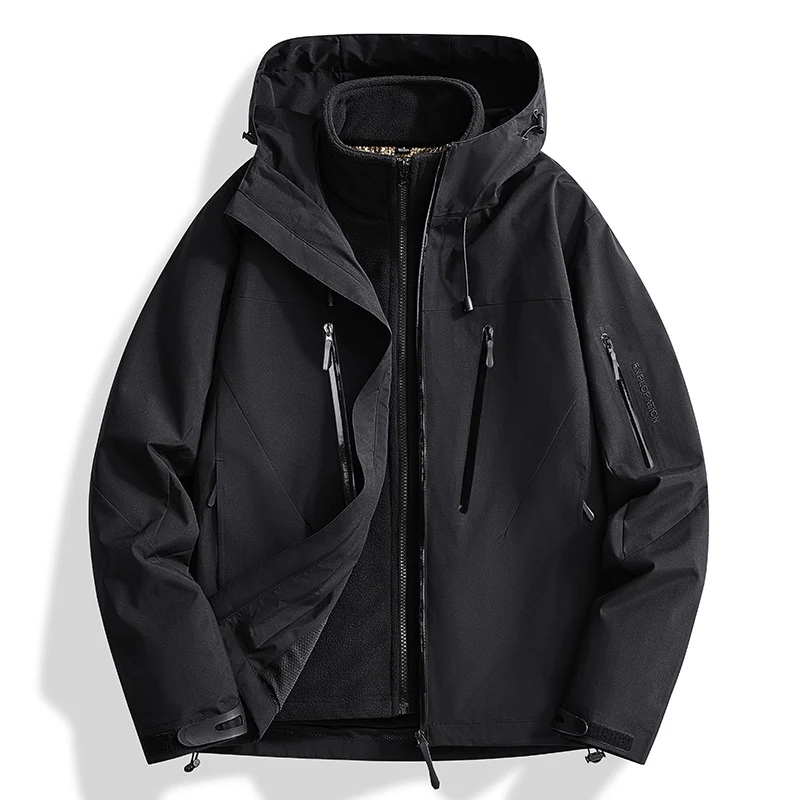 Herren Zwei-in-Eins Softshell-Outdoorjacke mit abnehmbarer Fleece-Innenjacke und wasserdichten Reißverschlüssen Nord Taschen