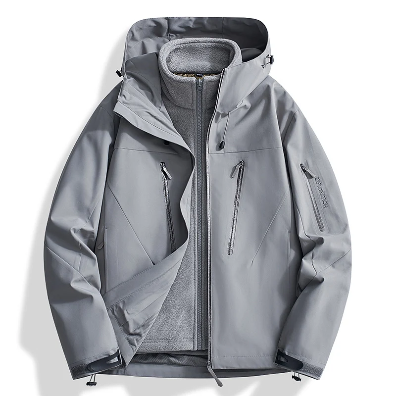 Herren Zwei-in-Eins Softshell-Outdoorjacke mit abnehmbarer Fleece-Innenjacke und wasserdichten Reißverschlüssen Nord Taschen