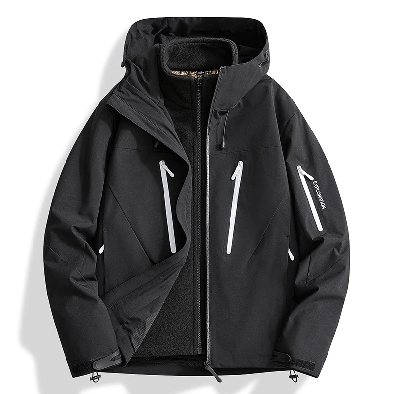 Herren Zwei-in-Eins Softshell-Outdoorjacke mit abnehmbarer Fleece-Innenjacke und wasserdichten Reißverschlüssen Nord Taschen