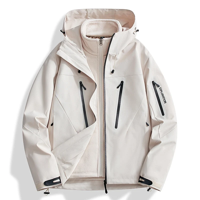 Herren Zwei-in-Eins Softshell-Outdoorjacke mit abnehmbarer Fleece-Innenjacke und wasserdichten Reißverschlüssen Nord Taschen