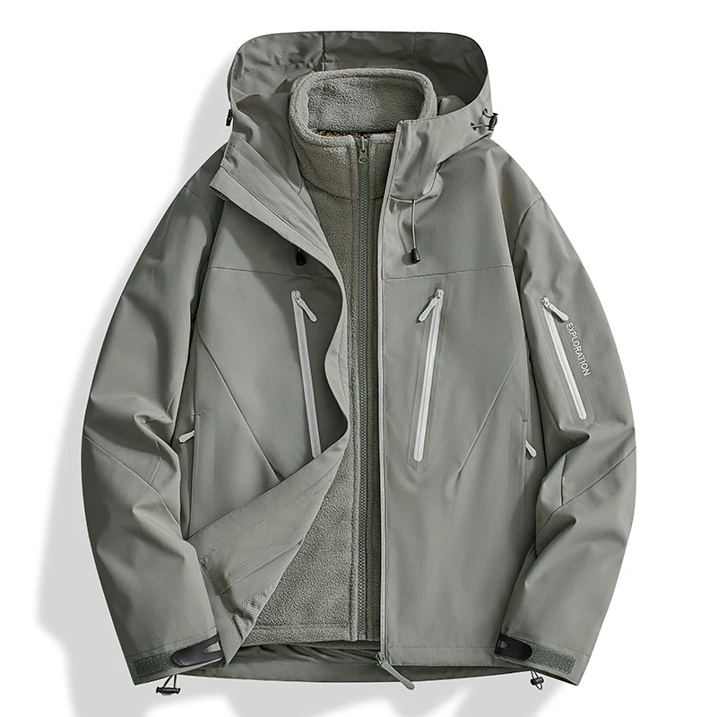 Herren Zwei-in-Eins Softshell-Outdoorjacke mit abnehmbarer Fleece-Innenjacke und wasserdichten Reißverschlüssen Nord Taschen