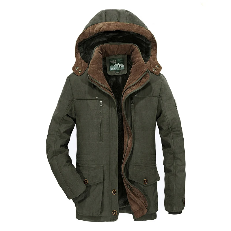 Herren Winterparka mit Teddyfutter, Kapuze und wasserabweisender Canvas-Außenschicht Nord Taschen