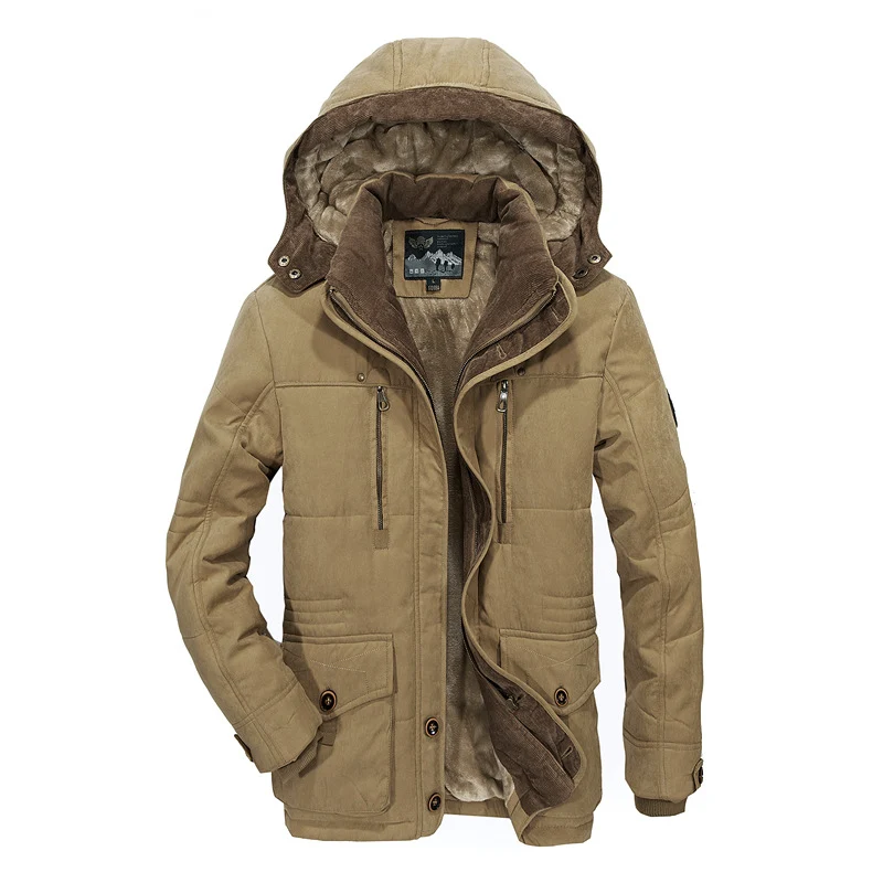 Herren Winterparka mit Teddyfutter, Kapuze und wasserabweisender Canvas-Außenschicht Nord Taschen