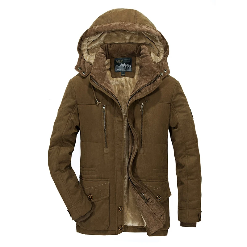 Herren Winterparka mit Teddyfutter, Kapuze und wasserabweisender Canvas-Außenschicht Nord Taschen