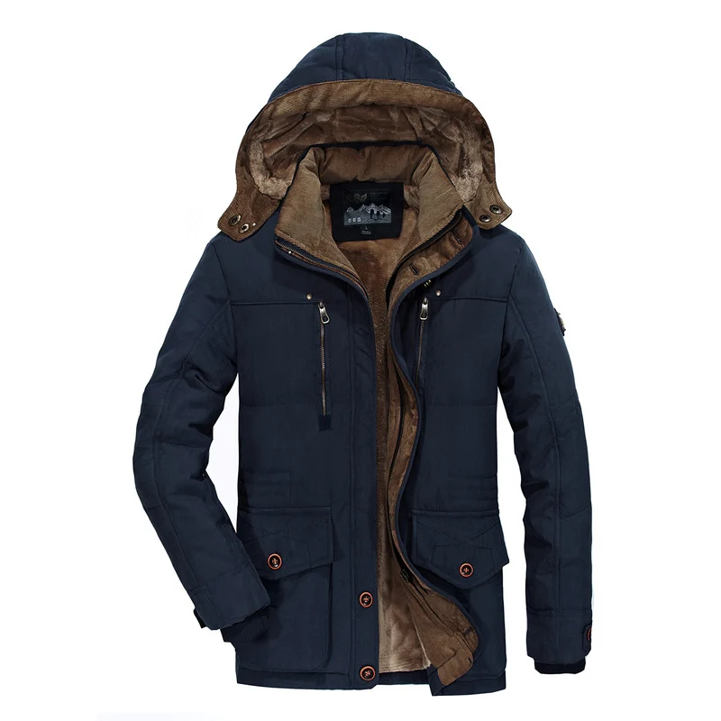Herren Winterparka mit Teddyfutter, Kapuze und wasserabweisender Canvas-Außenschicht Nord Taschen