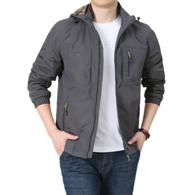 Herren Windabweisende Microfaser-Utilityjacke mit Kapuze und Mehrfach-Reißverschlusstaschen Nord Taschen