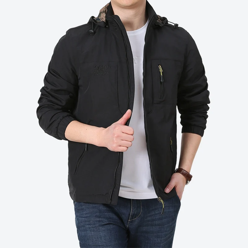 Herren Windabweisende Microfaser-Utilityjacke mit Kapuze und Mehrfach-Reißverschlusstaschen Nord Taschen