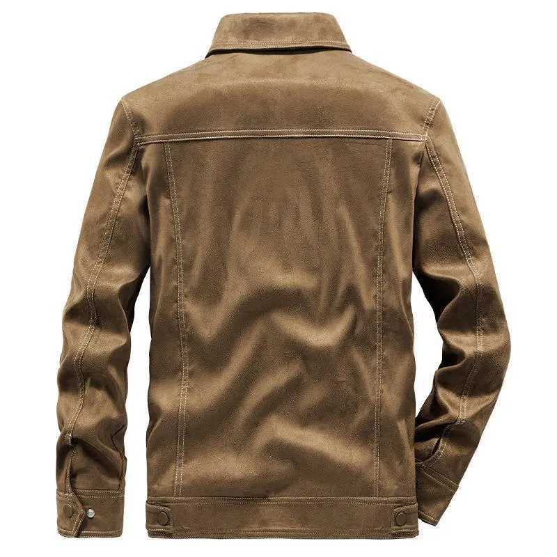Herren Wildlederoptische Truckerjacke mit Druckknopfverschluss Nord Taschen