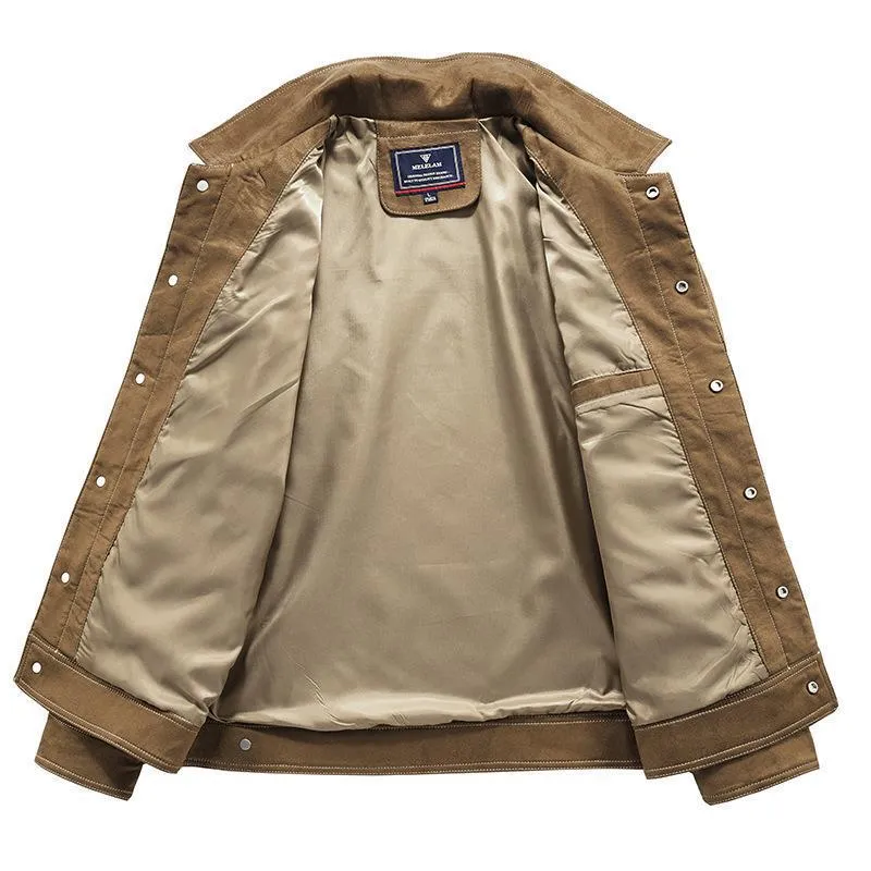 Herren Wildlederoptische Truckerjacke mit Druckknopfverschluss Nord Taschen