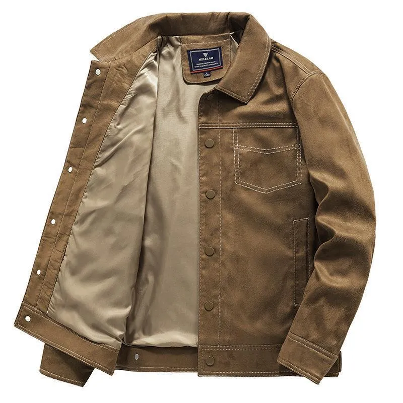 Herren Wildlederoptische Truckerjacke mit Druckknopfverschluss Nord Taschen