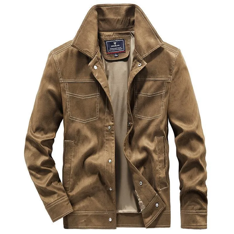 Herren Wildlederoptische Truckerjacke mit Druckknopfverschluss Nord Taschen