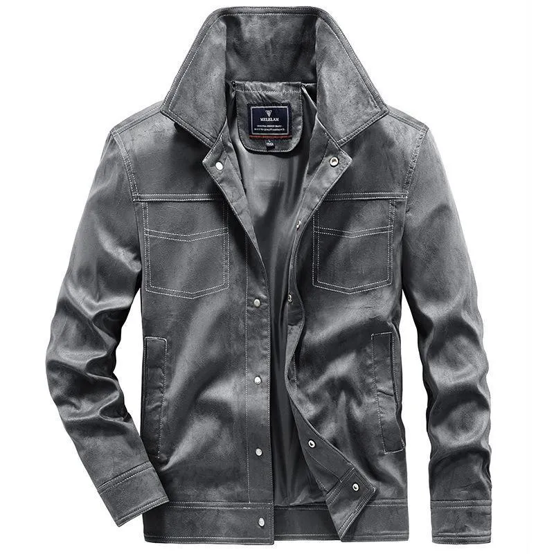Herren Wildlederoptische Truckerjacke mit Druckknopfverschluss Nord Taschen