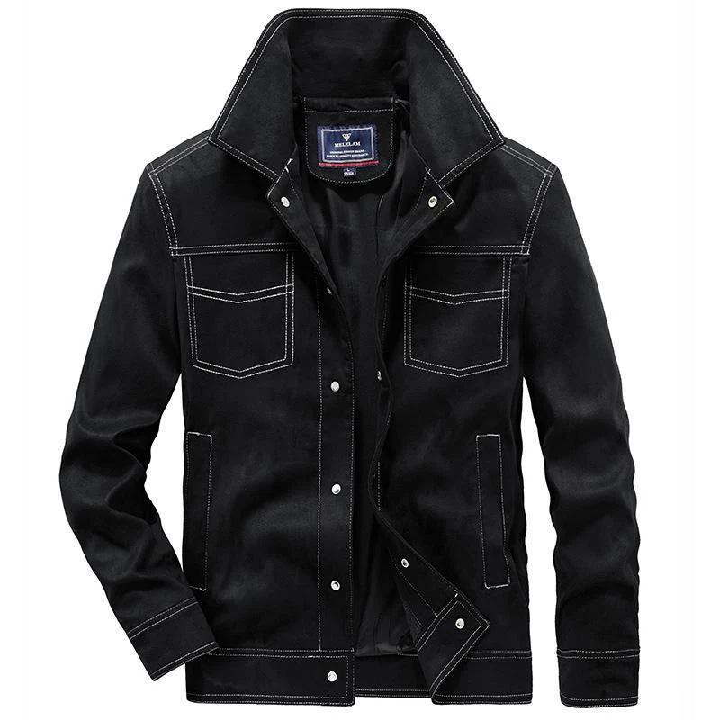 Herren Wildlederoptische Truckerjacke mit Druckknopfverschluss Nord Taschen