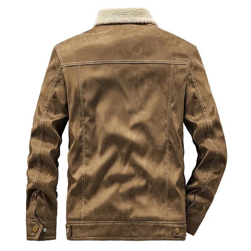 Herren Wildlederjacke mit Sherpa‑Futter, Teddy‑Innenfutter und Druckknopfverschluss Nord Taschen