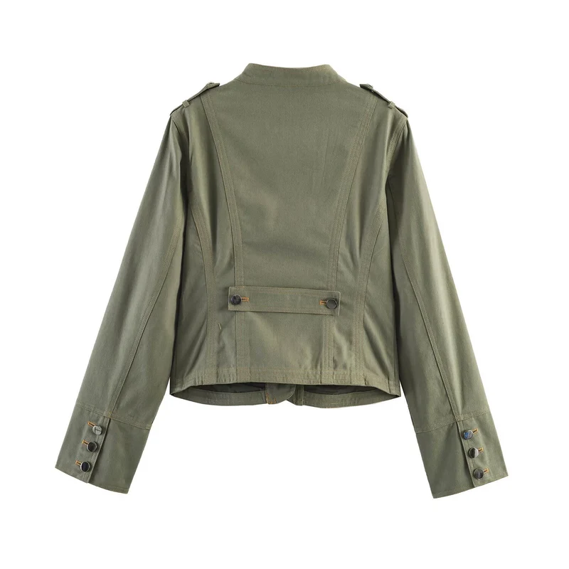 Damen Kurzjacke im Utility‑Stil mit Stehkragen und Schulterriegeln Nord Taschen