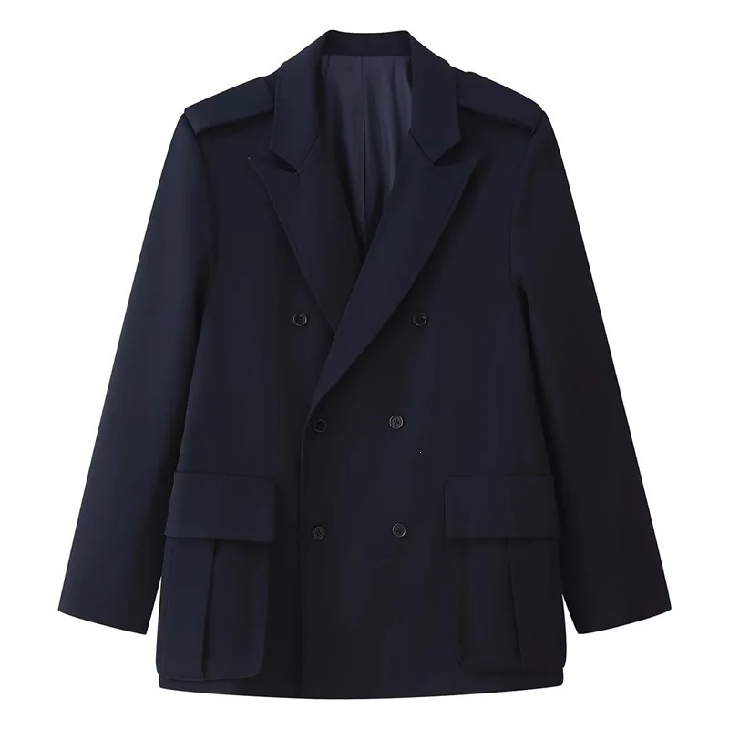 Damen Doppelreihiger Field-Blazer mit großen Pattentaschen und Schulterklappen Nord Taschen