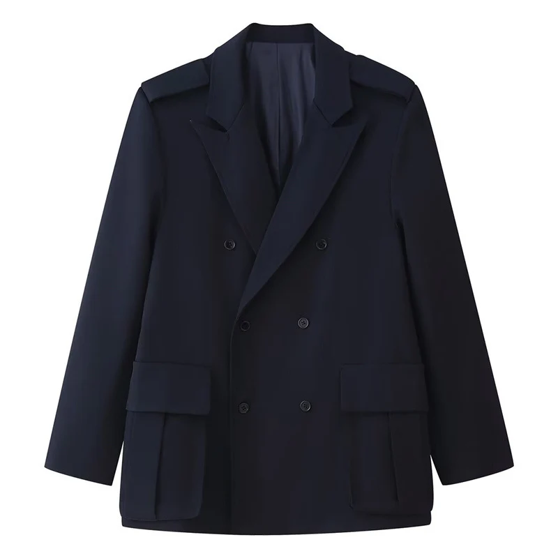 Damen Doppelreihiger Field-Blazer mit großen Pattentaschen und Schulterklappen Nord Taschen