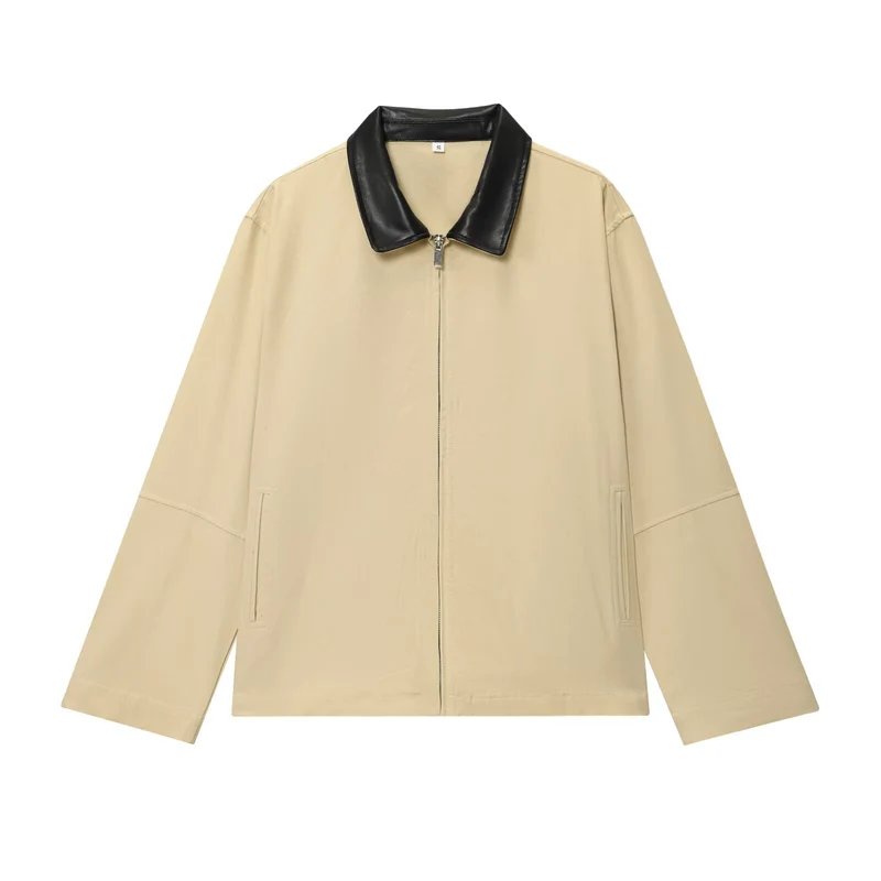 Damen Oversize-Jacke mit Reißverschluss und kontrastierendem Kunstlederkragen Nord Taschen