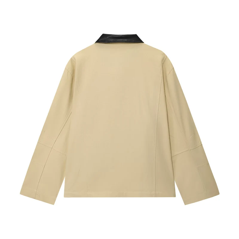 Damen Oversize-Jacke mit Reißverschluss und kontrastierendem Kunstlederkragen Nord Taschen