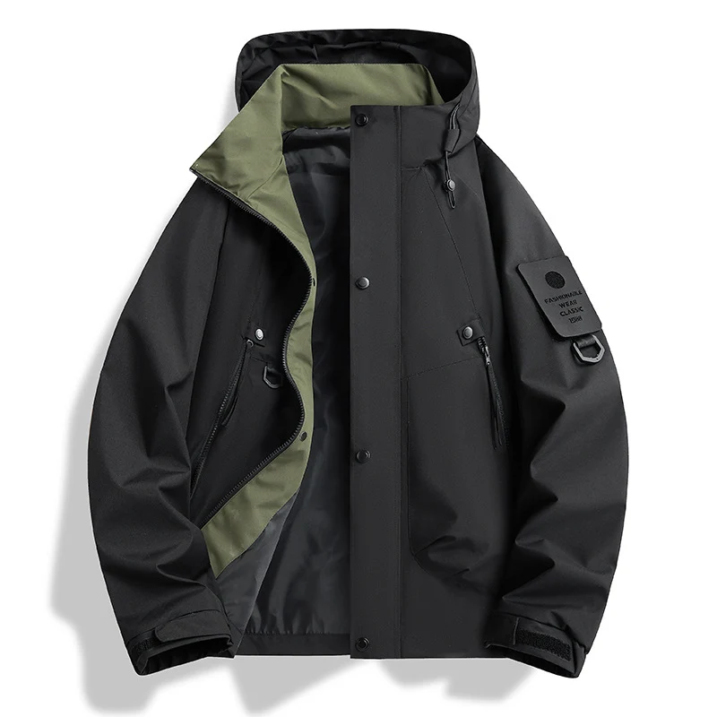 Herren minimalistischer Wetterschutz-Parka mit Kontrast-Innenfutter und Utility-Details Nord Taschen