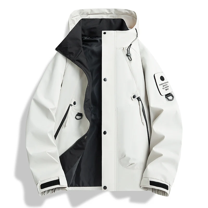 Herren minimalistischer Wetterschutz-Parka mit Kontrast-Innenfutter und Utility-Details Nord Taschen