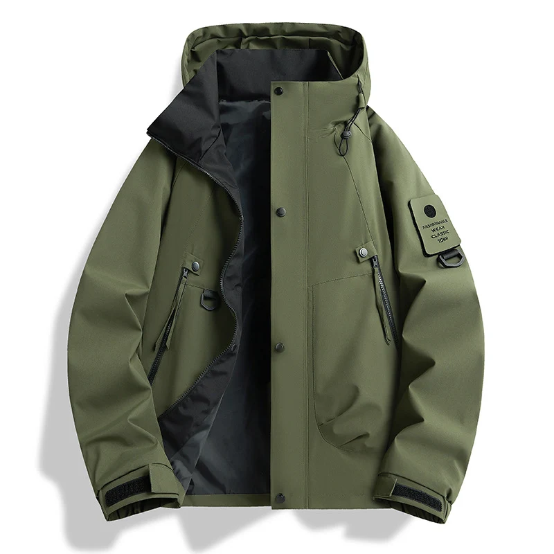 Herren minimalistischer Wetterschutz-Parka mit Kontrast-Innenfutter und Utility-Details Nord Taschen