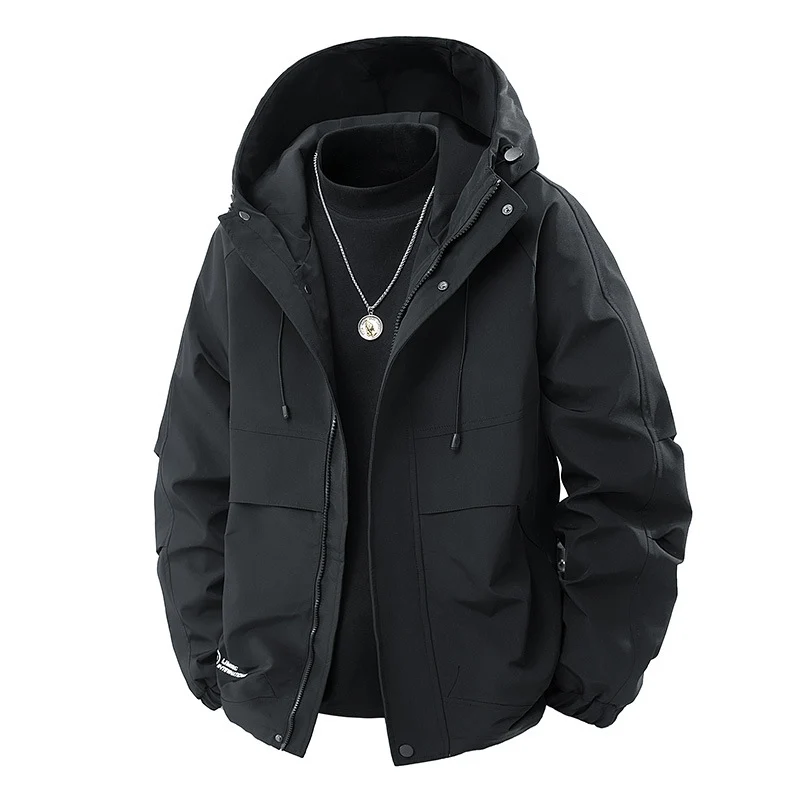 Herren Minimalistischer Tech-Softshell-Parka mit Kapuze, verdecktem Reißverschluss und Cargo-Brusttaschen Nord Taschen