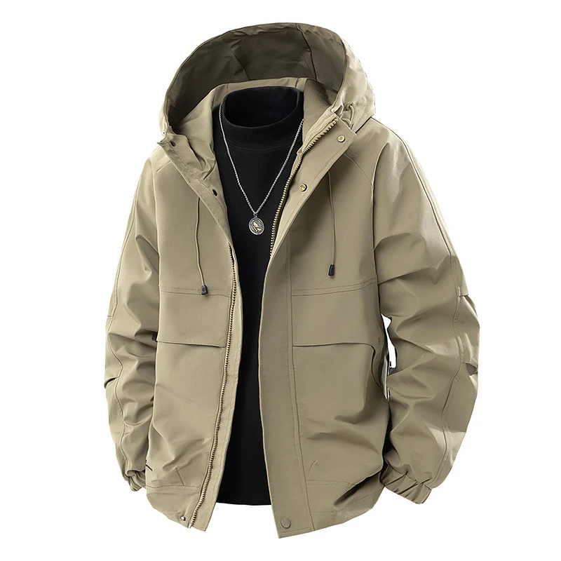 Herren Minimalistischer Tech-Softshell-Parka mit Kapuze, verdecktem Reißverschluss und Cargo-Brusttaschen Nord Taschen