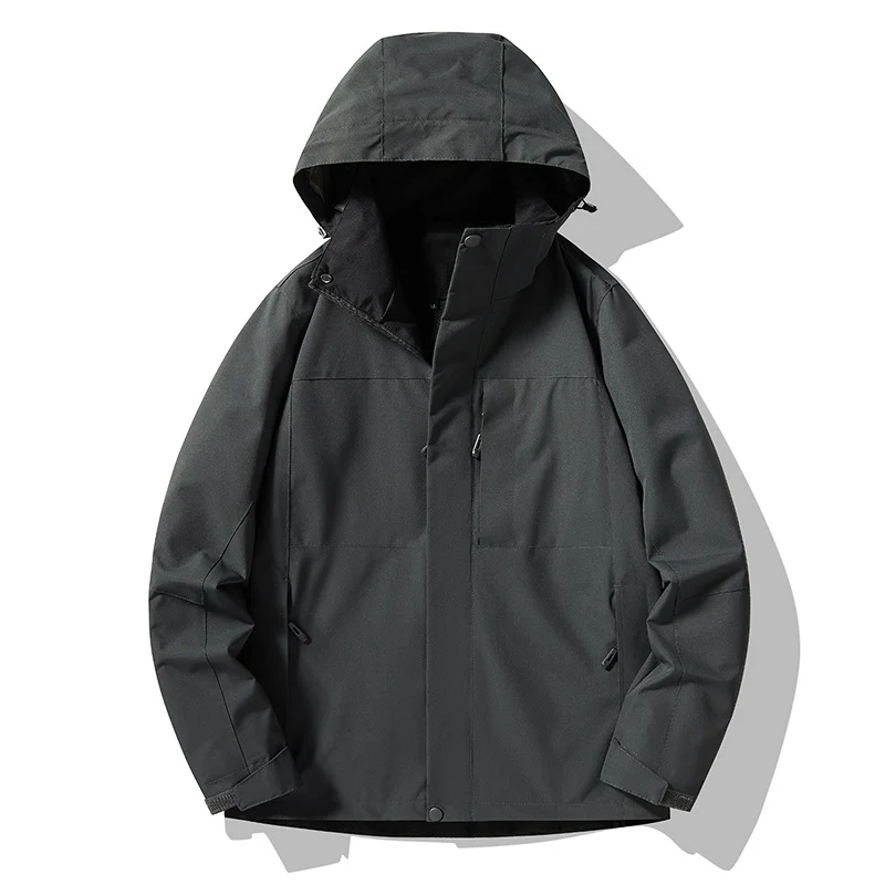 Herren Minimalistische technische Kapuzen-Softshelljacke mit mattem Finish und verdeckten Reißverschlüssen Nord Taschen