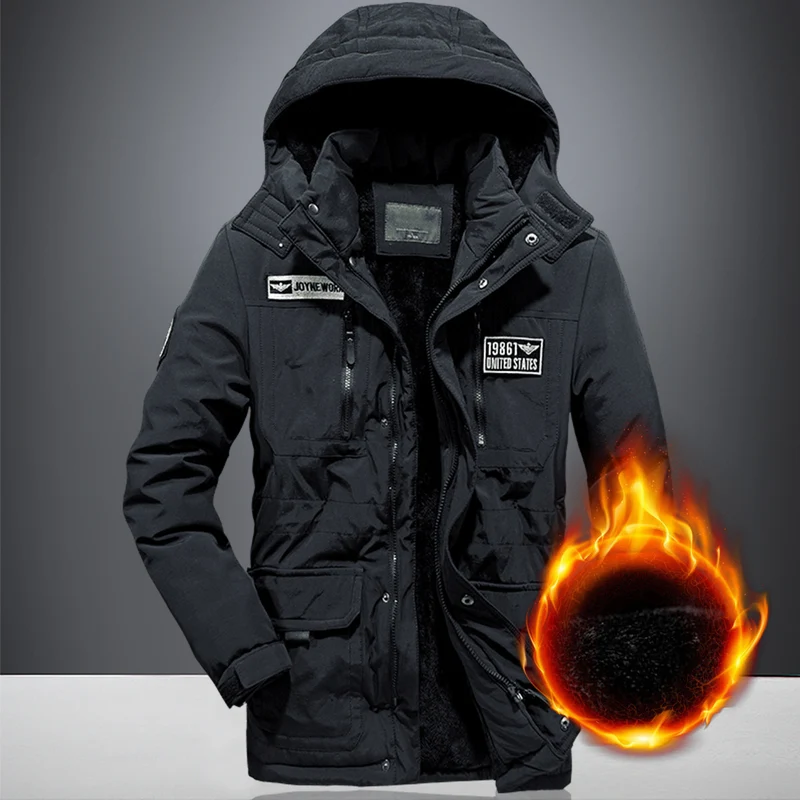 Herren Militärischer Funktionsparka mit Teddyfutter, Kapuze und Mehrfach-Taschen Nord Taschen
