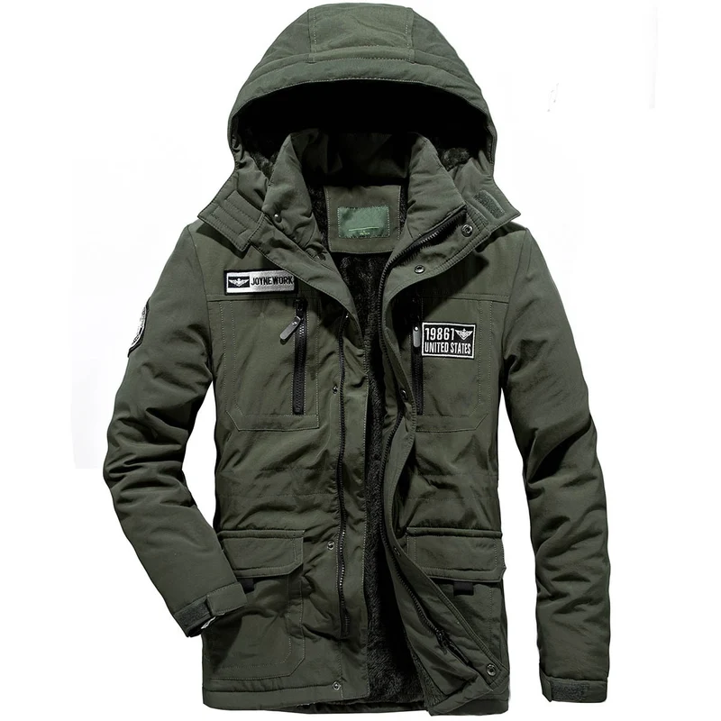 Herren Militärischer Funktionsparka mit Teddyfutter, Kapuze und Mehrfach-Taschen Nord Taschen