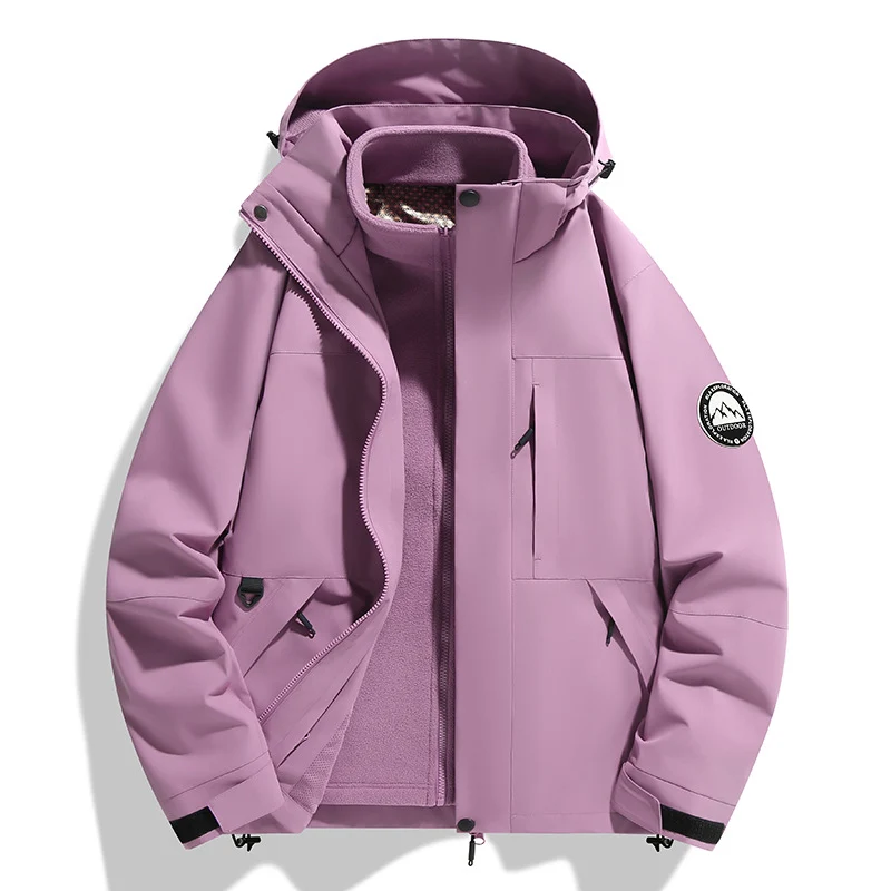 Damen zweilagige Softshell-Outdoorjacke mit herausnehmbarer Fleece-Innenjacke und Kapuze Nord Taschen