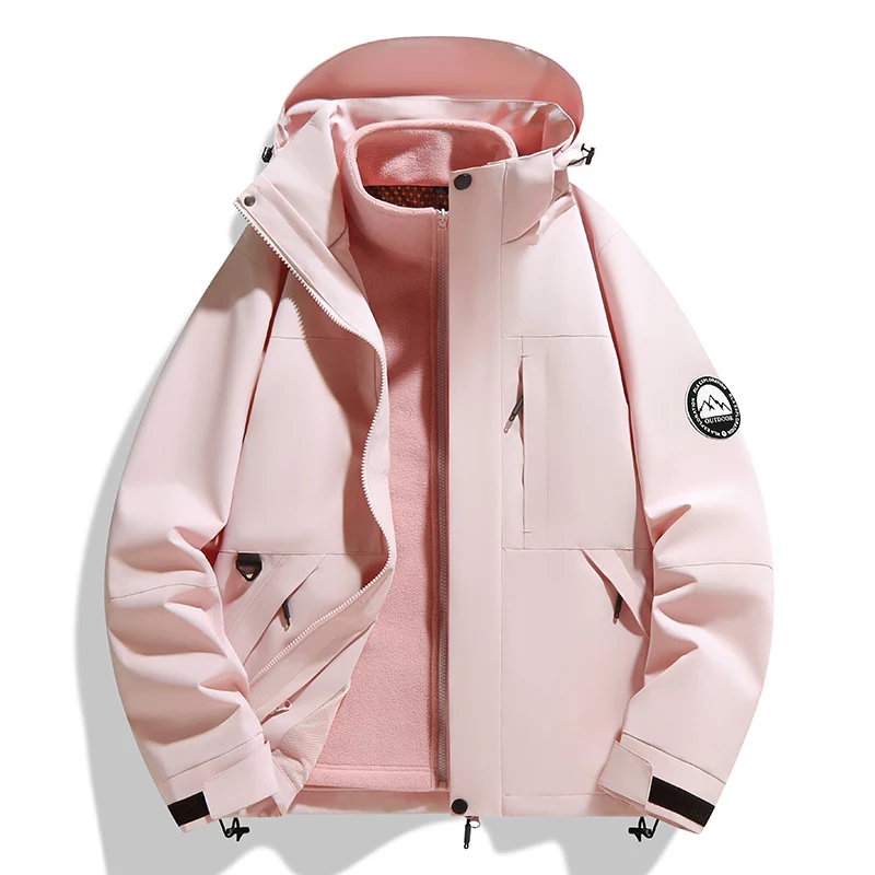 Damen zweilagige Softshell-Outdoorjacke mit herausnehmbarer Fleece-Innenjacke und Kapuze Nord Taschen