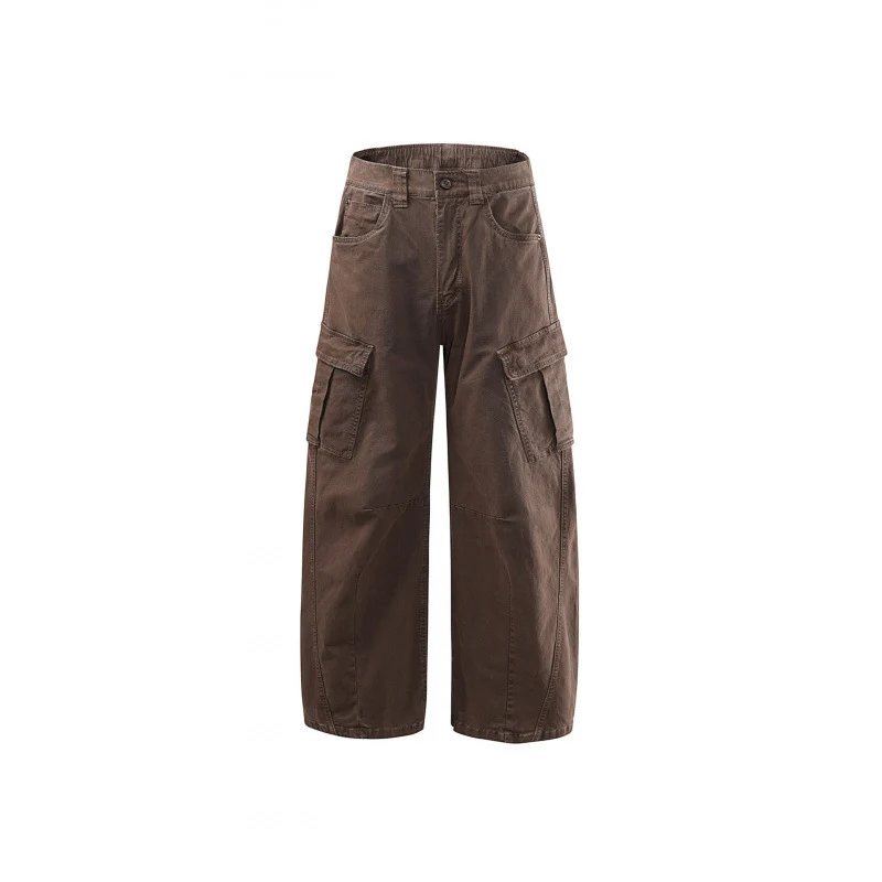 Damen Weite High Waist Cargo Culotte aus Baumwolltwill mit Mehrfachtaschen Nord Taschen